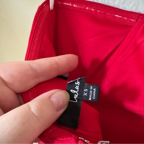 Lulus | Extravagant Persona Red Strapless Cutout Column Maxi Dress - Picture 8 of 8